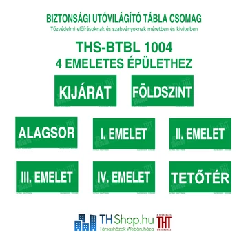 Biztonsági utánvilágító jelzések - Tábla csomag 4 emeletes épület csomag - (8 db)