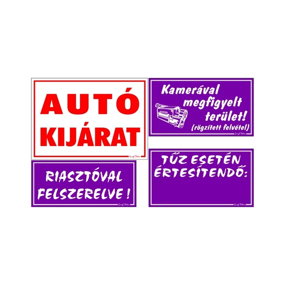 A1 típusú Intézményi figyelmeztető csomag 4 db - os tábla/matrica szett - több színben