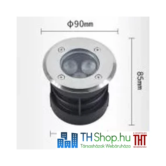 THS Taposólámpa LED 3w 300lm 6500k 45° IP67 acél Ø90-Ø76x85mm