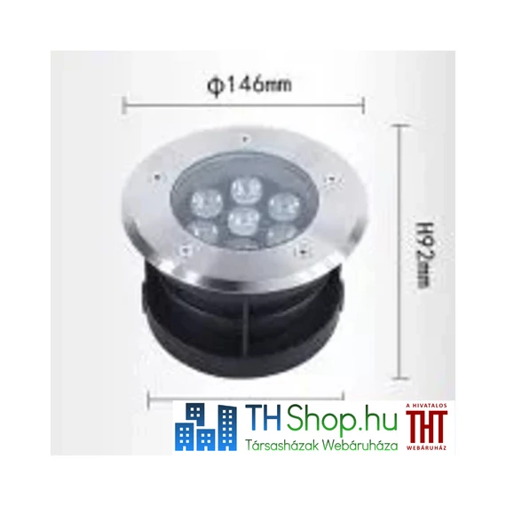 THS Taposólámpa LED 7w 850lm 6500k 30° IP67 acél Ø146-Ø128x92mm